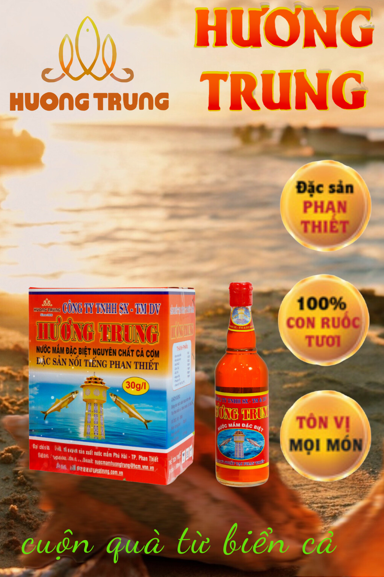 Nước Mắm Hương Trung 500ml, thùng 06 chai